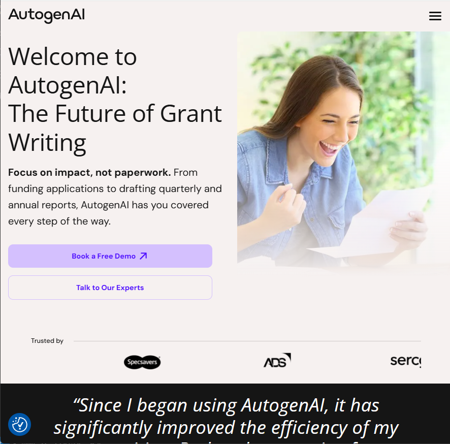 AutoGenAI AI grant website