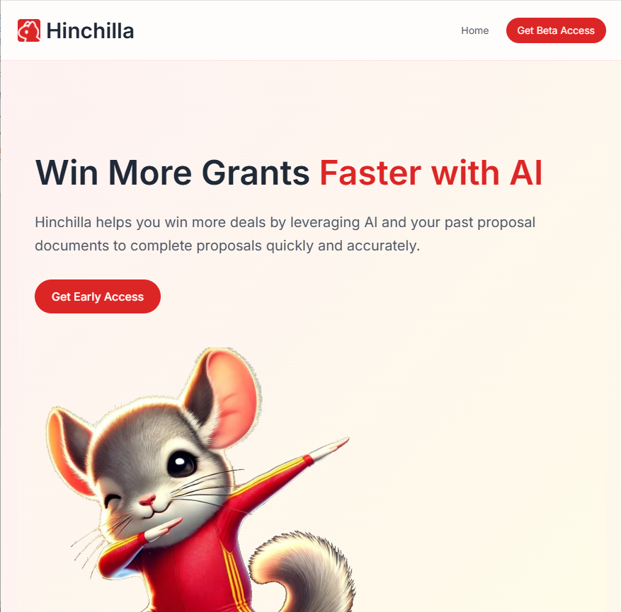 Hinchilla AI grant writing website