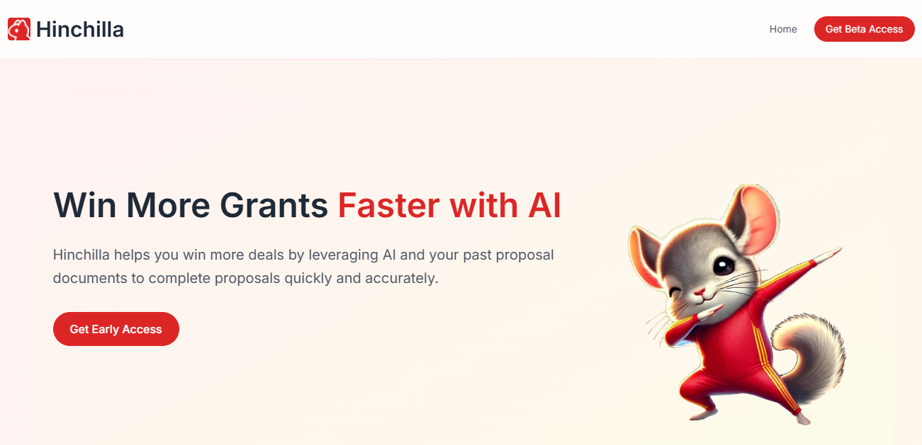 Hinchilla AI grant writing platform interface